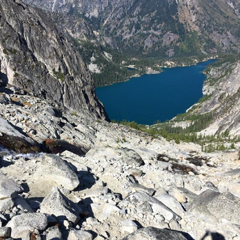 6 Days in the Enchantments -View of Colchuk Lake from the top of Aasgard Pass. 