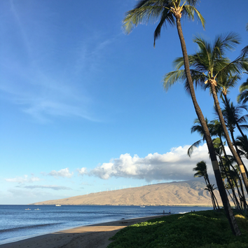 Loved the early morning view looking down the beach from the Kihei Sands condominiums in Maui. 