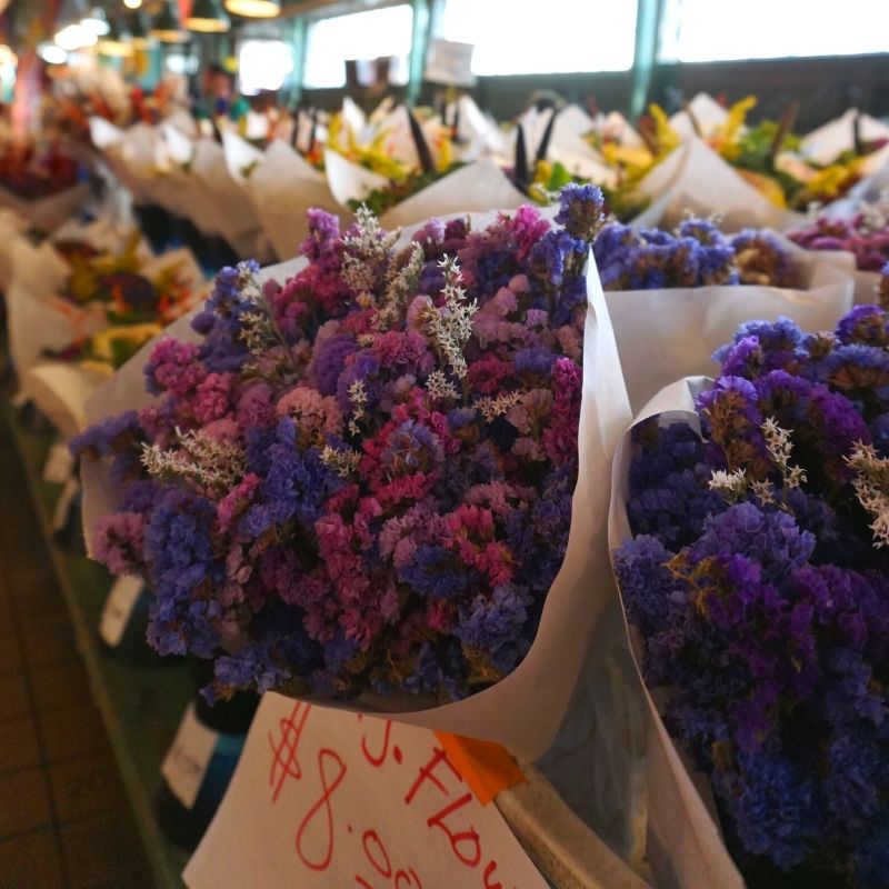 Loved the rows of seasonal flowers at Pike Place Market. 