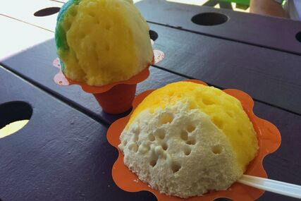 Local food favorites in Maui - Ululani's Hawaiian Shave Ice, fish tacos from Coconuts Fish Cafe and breakfast at Kihei Caffe.