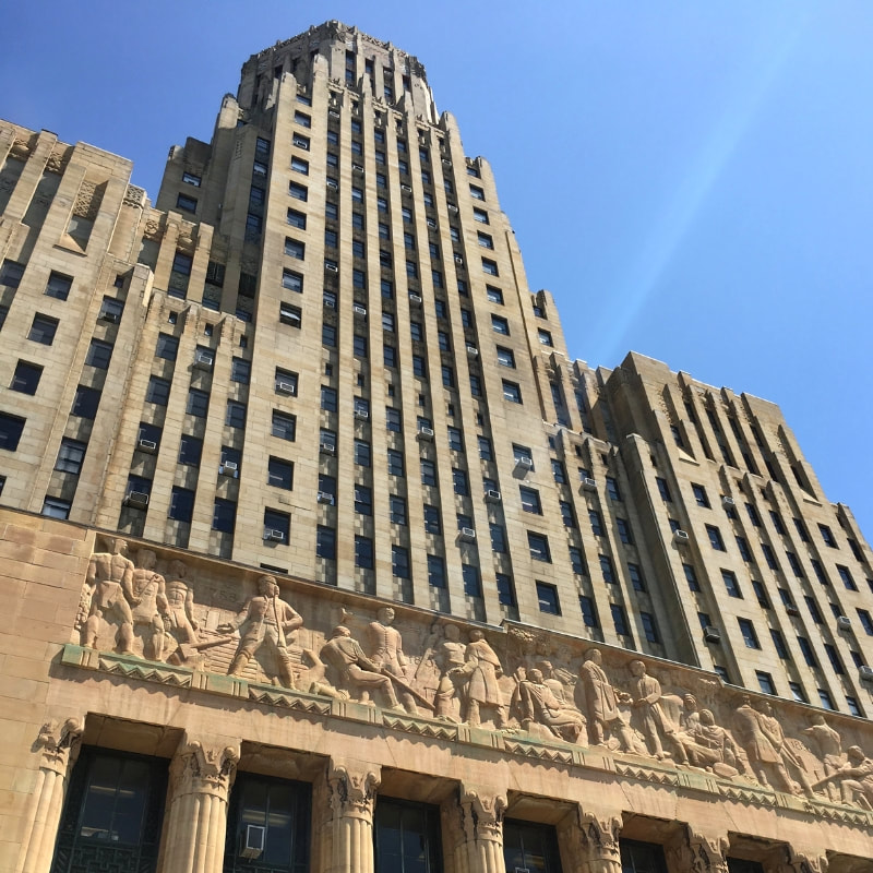 Don't miss all the cool architecture in downtown Buffalo, New York. A great stop on a road trip to Niagara Falls. 
