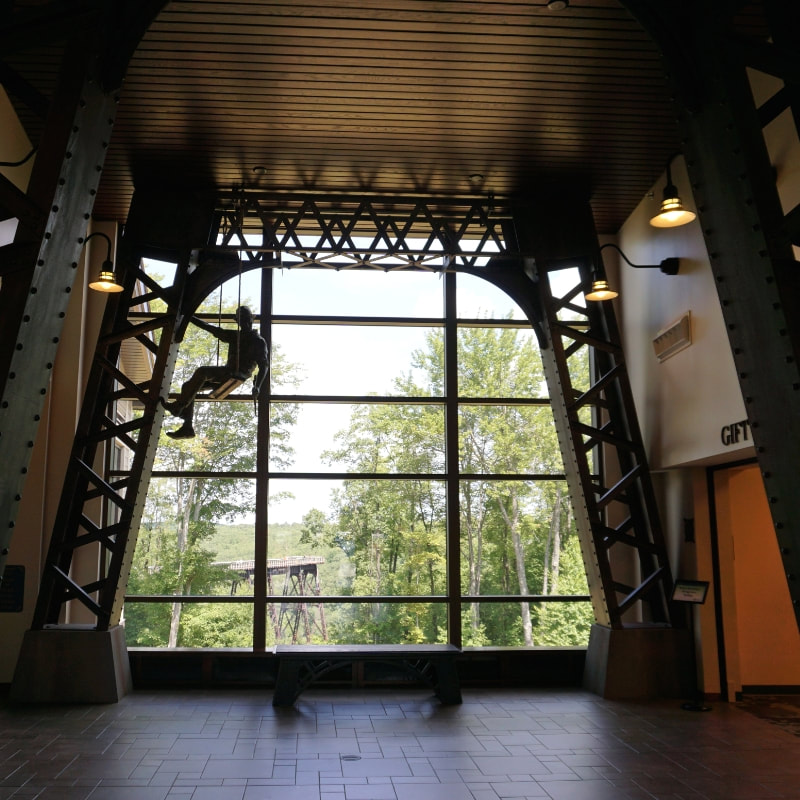 The inside view of the Visitor Center at Kinzua Bridge State Park in Pennsylvania. 
