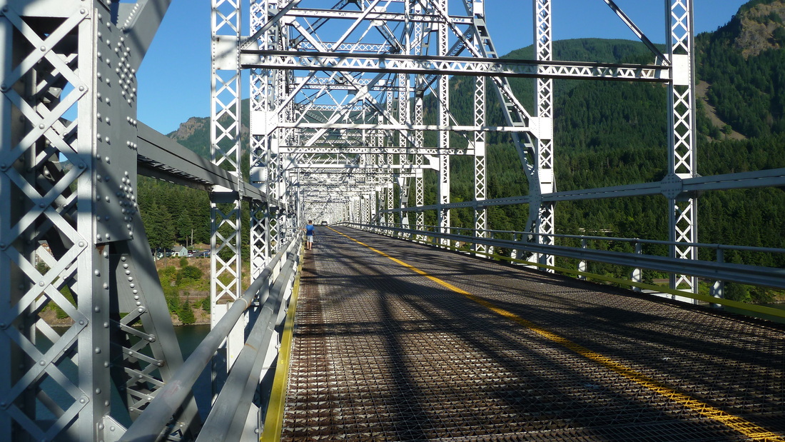 Walking across the Bridge of the Gods.