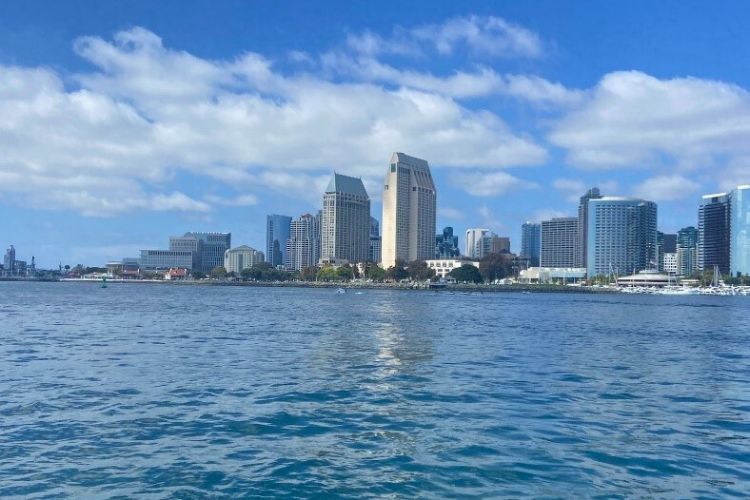 View of San Diego from the water on a weekend getaway to Southern California