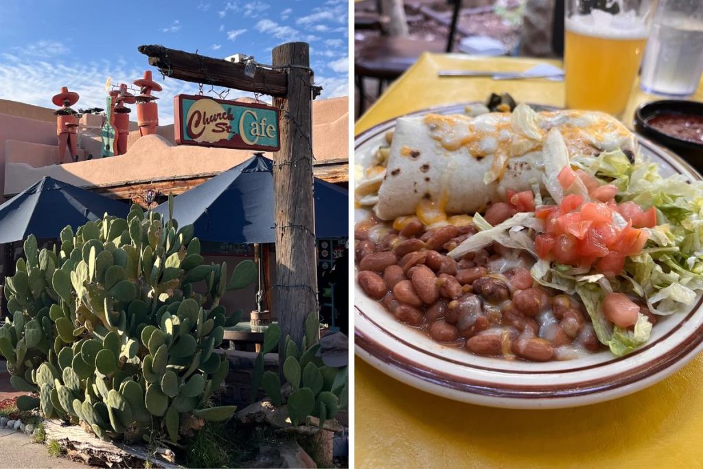 Front of restaurant and food on a plate at the Church Street Cafe